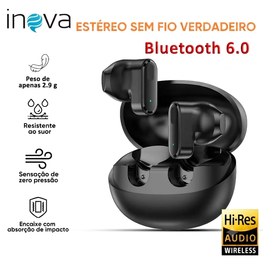 Fone de ouvido Bluetooth Inova com cancelamento de ruído