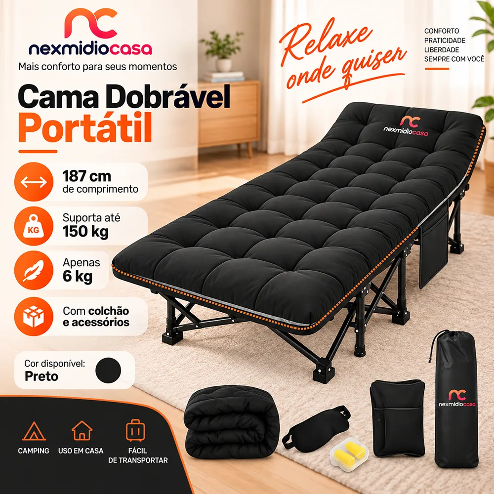 Cama dobrável portátil para camping