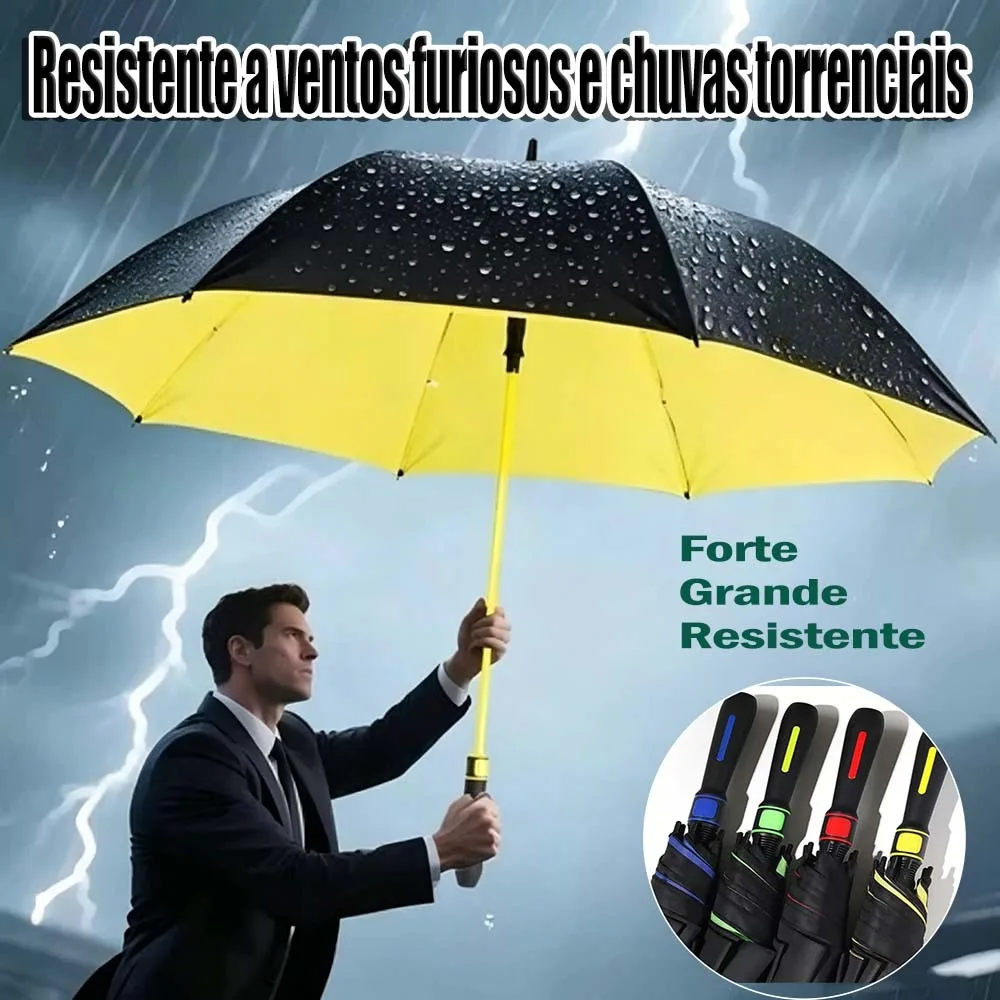 Guarda-Chuva Grande Automático - Fibra de Vidro Blackout para Proteção UV, Reforçado para Tempestade