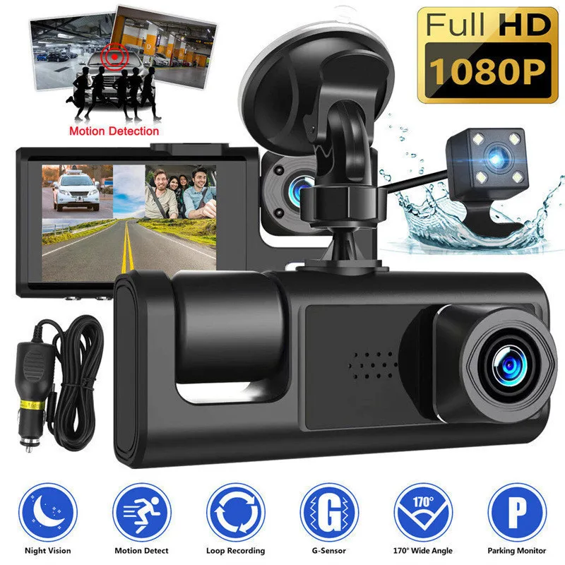 Gravação De Espelho Retrovisor Lente Dupla De 64GB Monitoramento De Carro HD 1080P Dianteira E Traseira