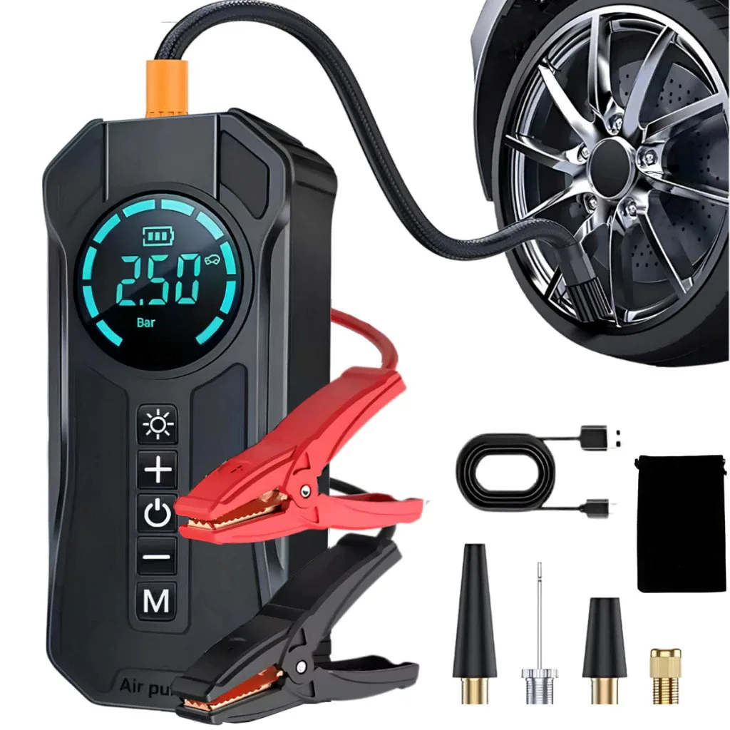 Compressor de ar portátil 4 em 1 com bateria