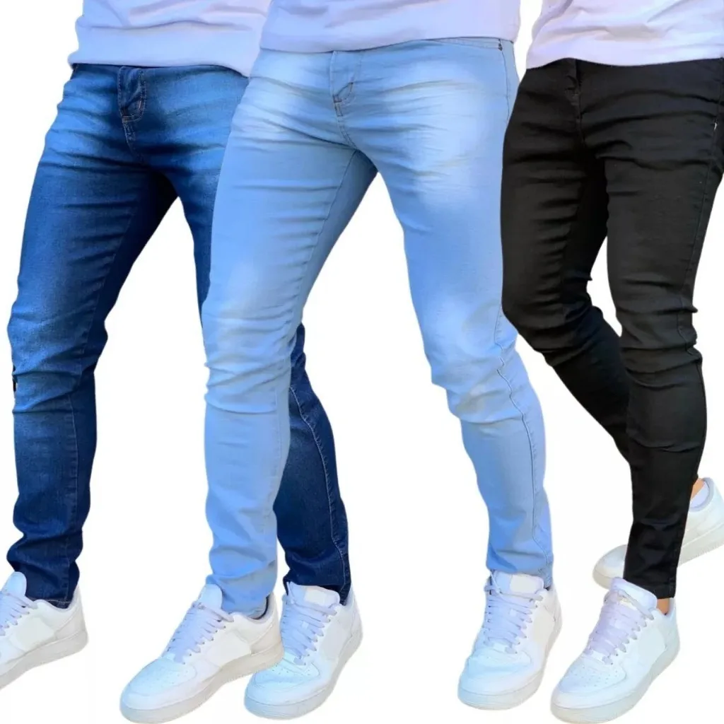Kit calças jeans masculina skinny com LYCRA elastano original