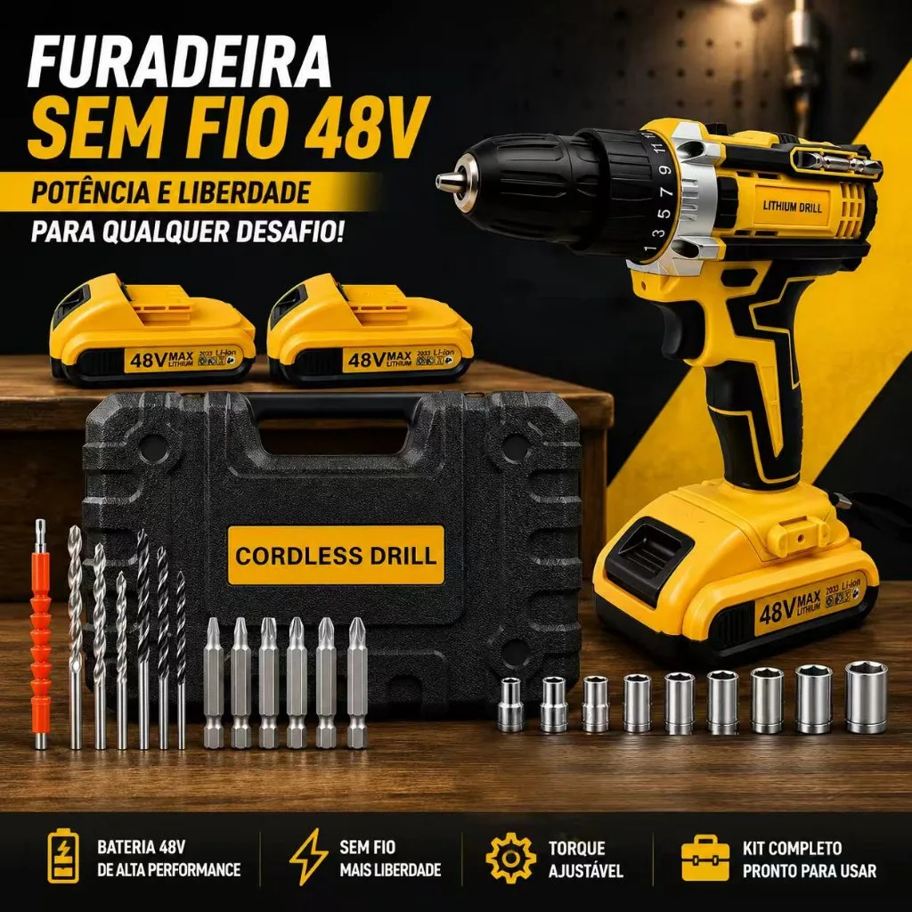 Parafusadeira e furadeira sem fio de 48 V