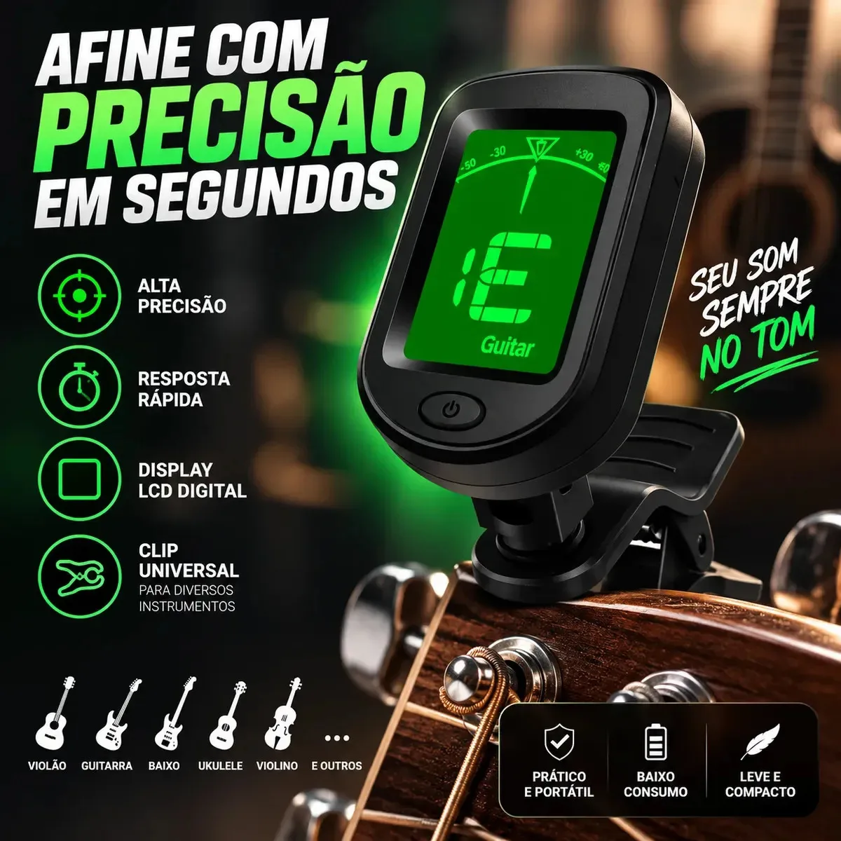 Afinador digital para violão e guitarra