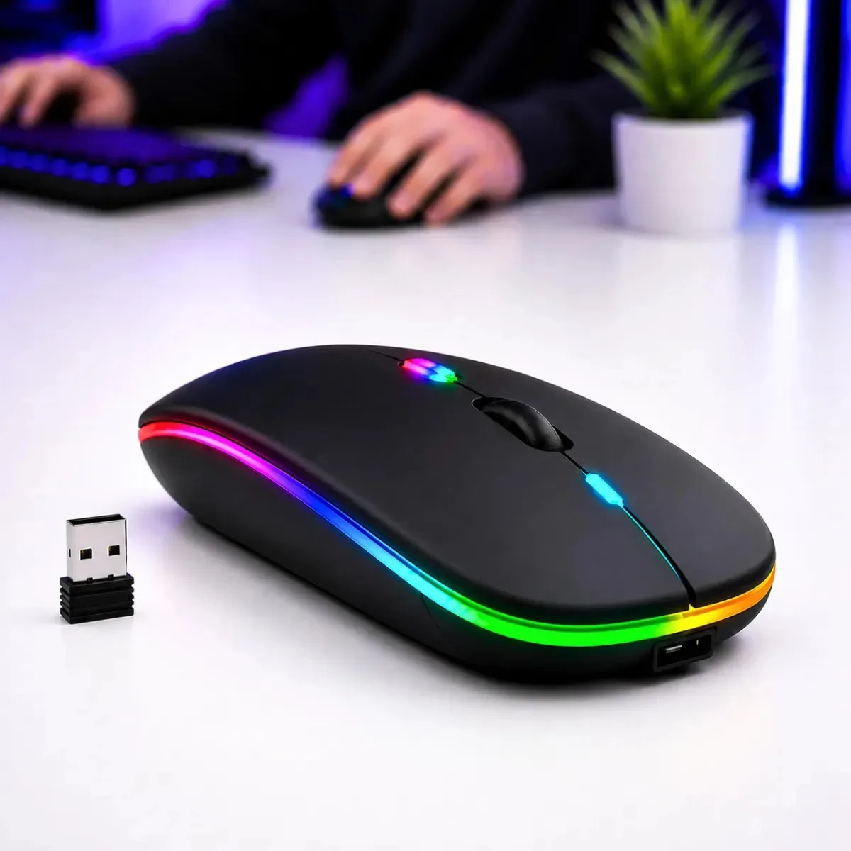 Mouse Bluetooth ergonômico recarregável