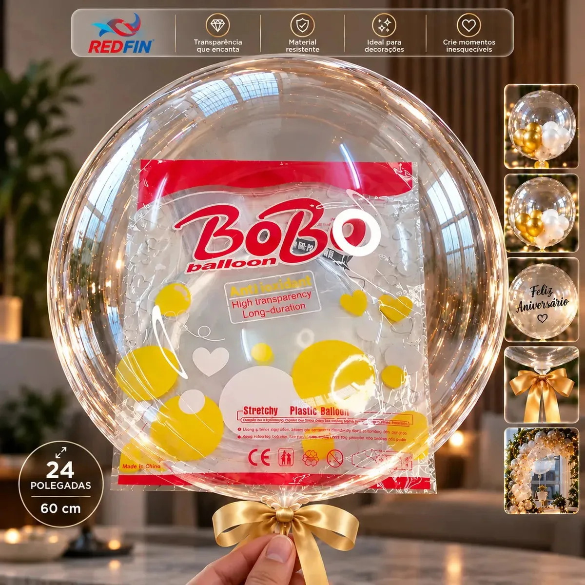 Balões transparentes Bubble Bobo de 24 polegadas