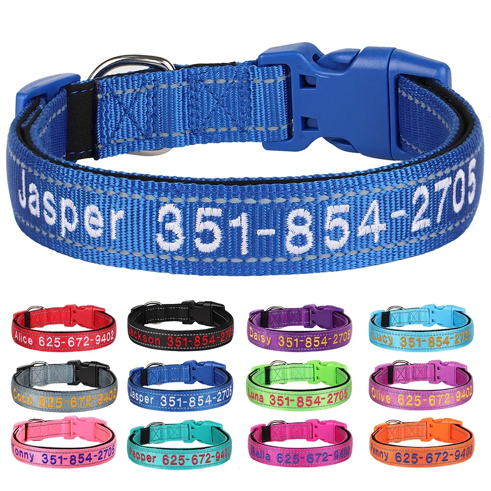 Coleira personalizada de nylon para cães e gatos