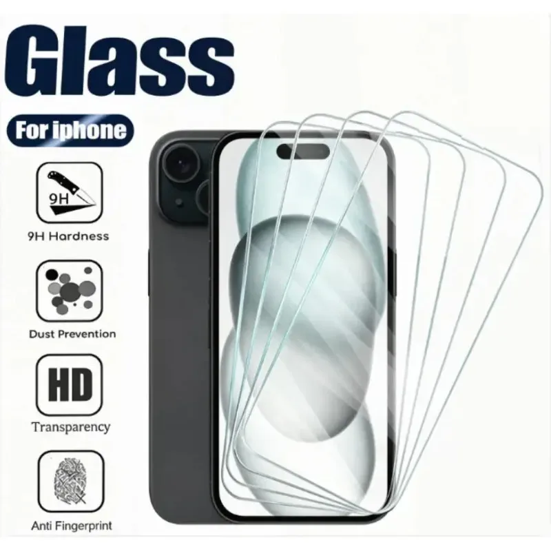 Protetor de tela de vidro com 4 peças para iPhone