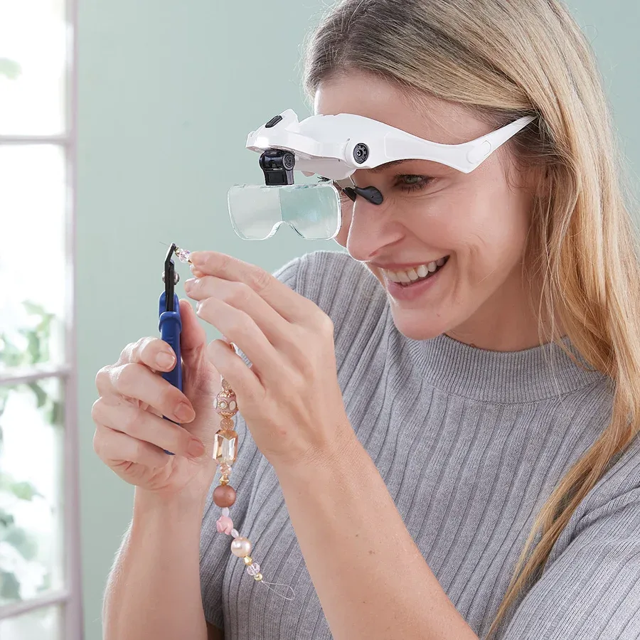 Lupa de cabeça para joalheria com cinco lentes