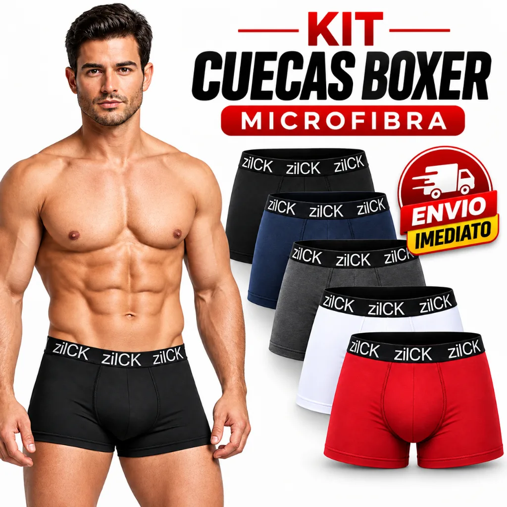 Kit com 10 cuecas boxer masculinas