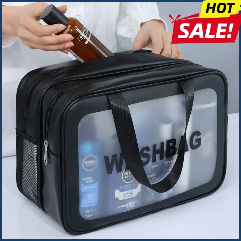 Bolsa dupla transparente para maquiagem em PU