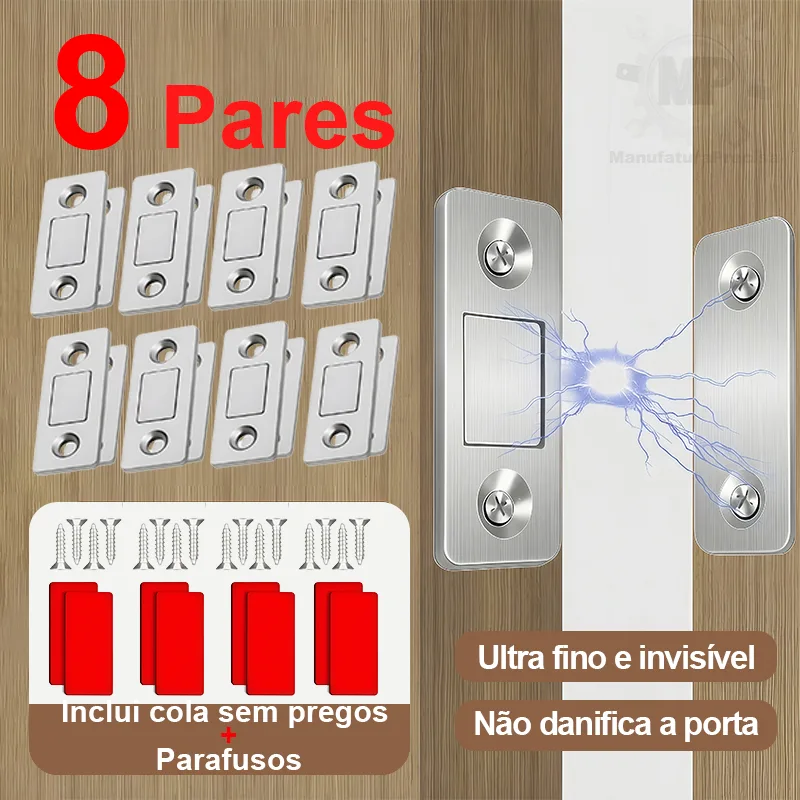 Kit com 8 fechos magnéticos para armário