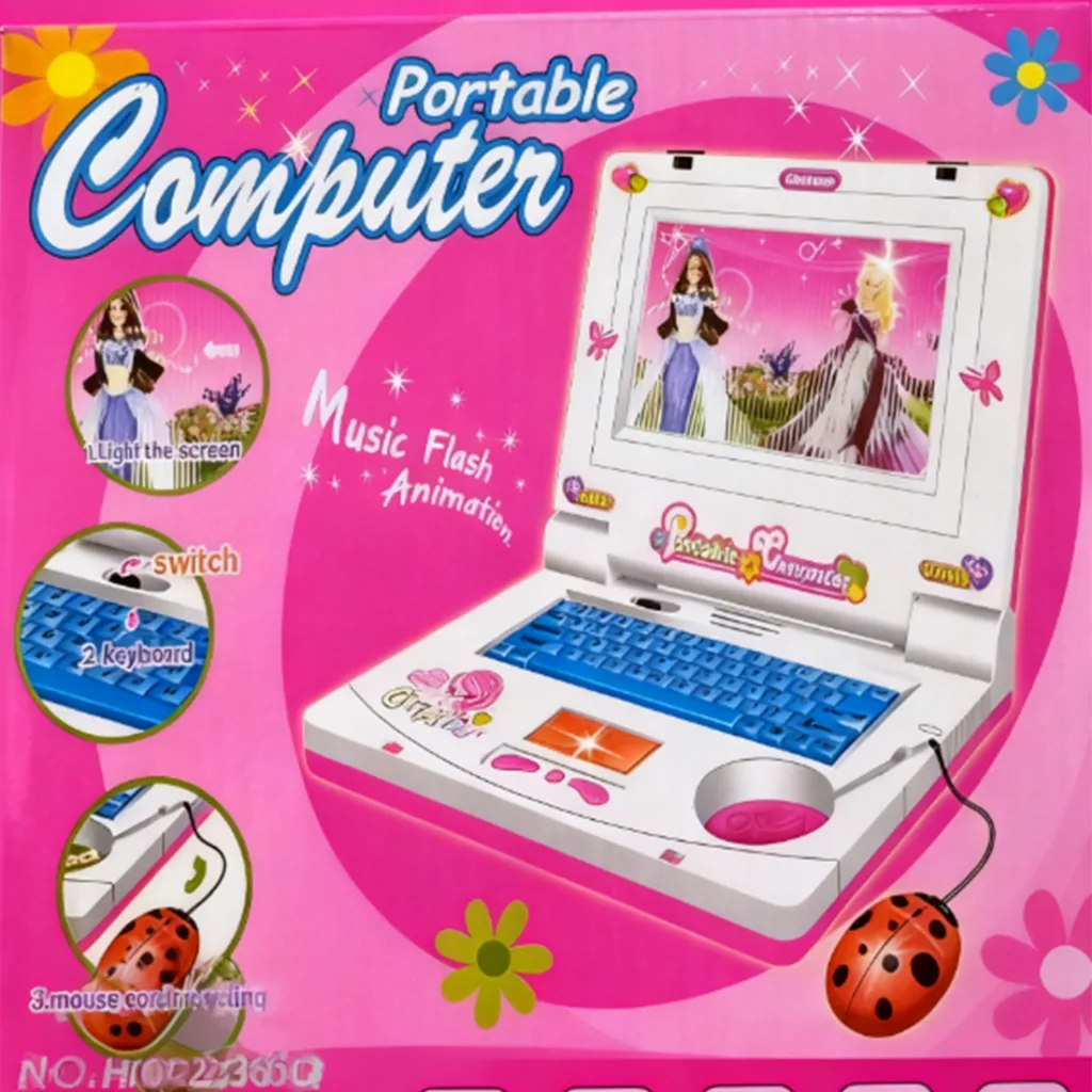 Laptop infantil musical rosa compacto