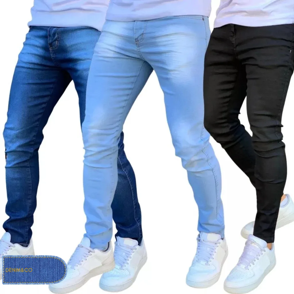 Kit Calça Jeans Skinny Masculina Com Lycra Estica Muito Nf