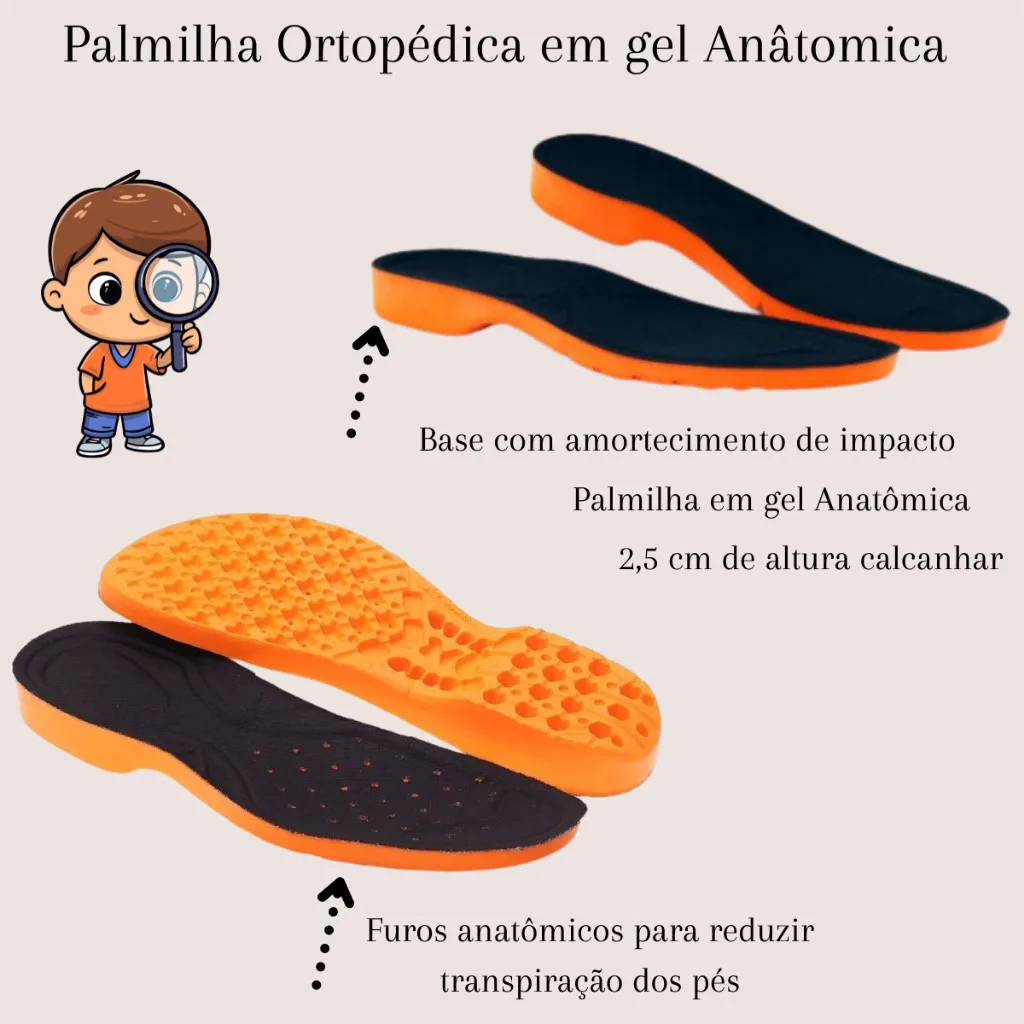 Palmilha ortopédica anatômica com gel