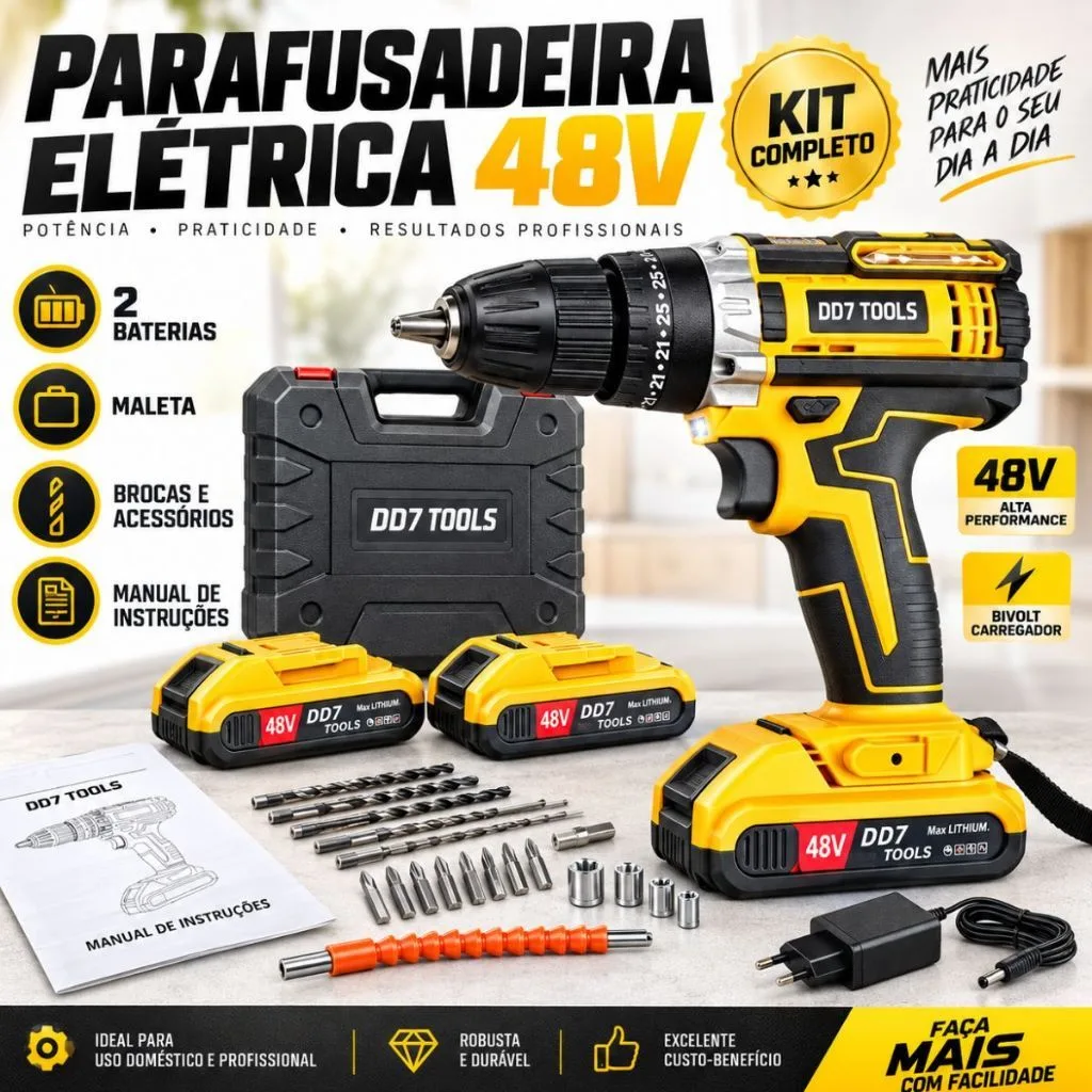 Parafusadeira e furadeira sem fio de 48 V