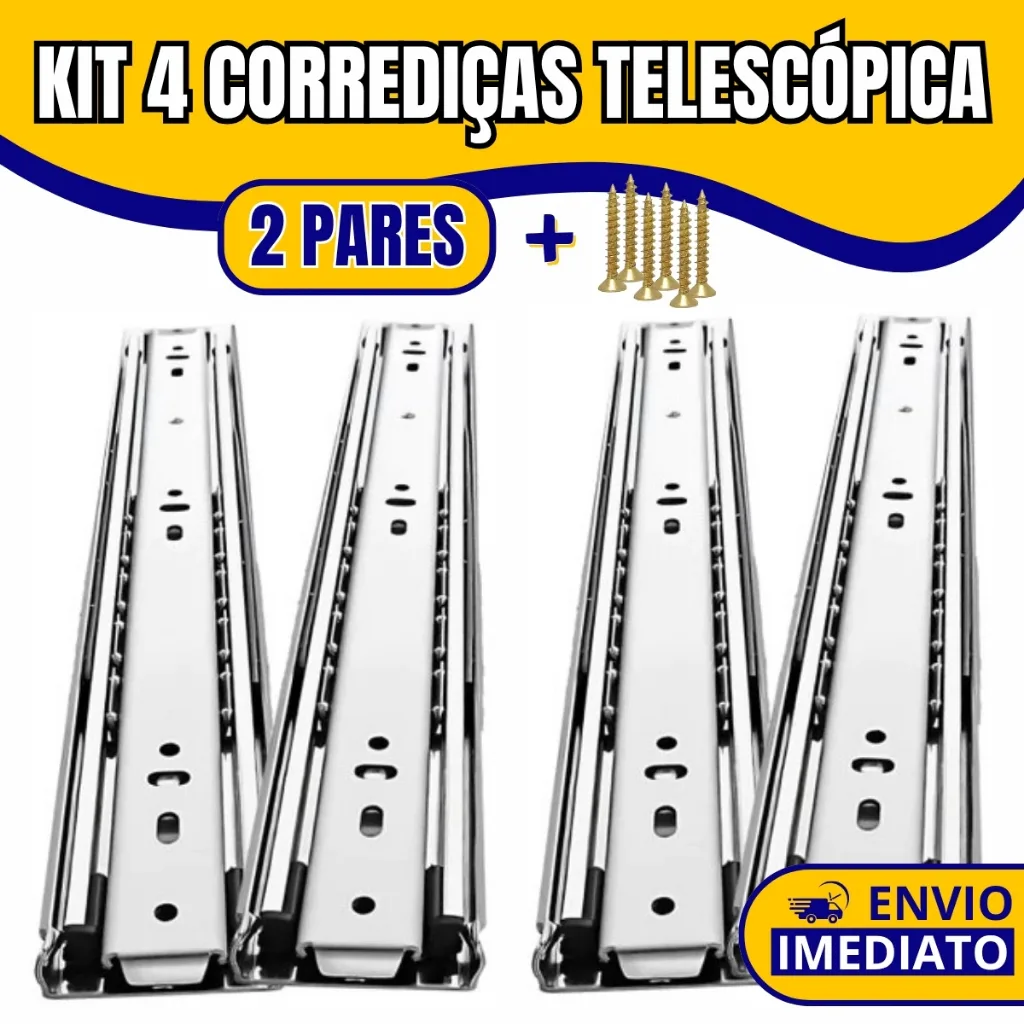 Kit de corrediças telescópicas para gaveta