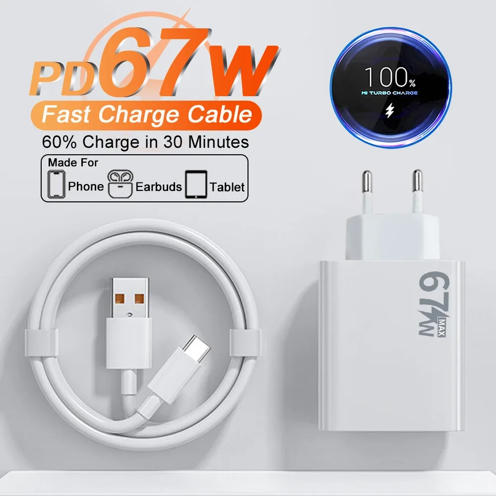 Carregador de parede de 67 W com cabo USB-C