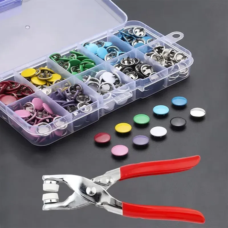 Kit de botões de pressão com alicate para costura