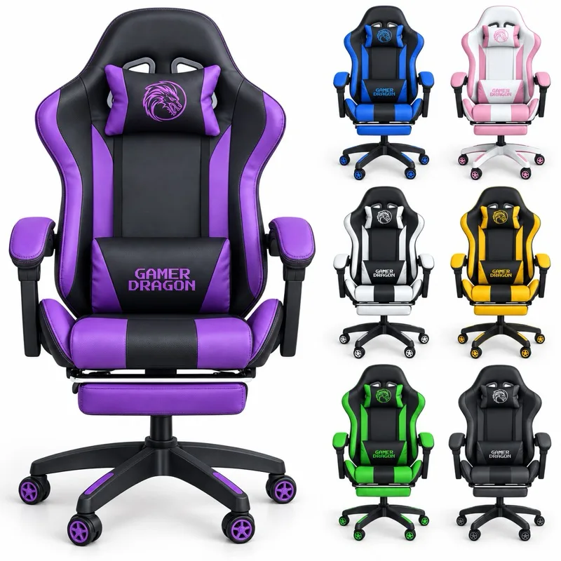 Cadeira gamer DG-02 reclinável com apoio para os pés