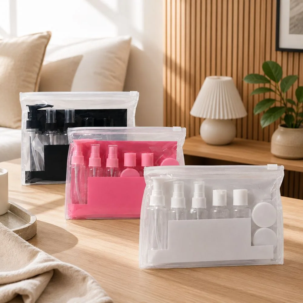 Kit de frascos para viagem com bolsa organizadora