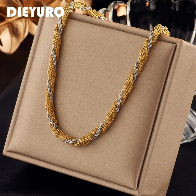 Colar feminino de correntes grossas em aço inoxidável