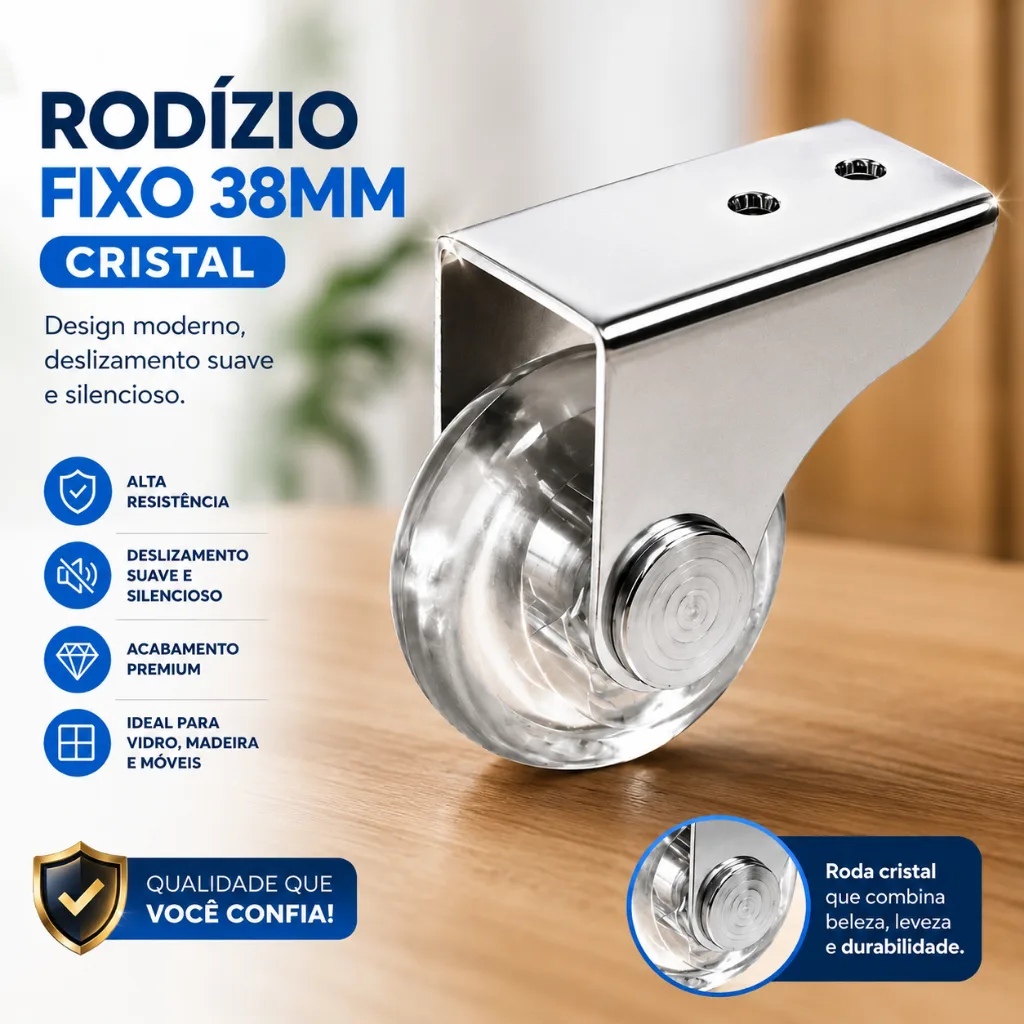 Kit com 4 rodízios fixos para móveis