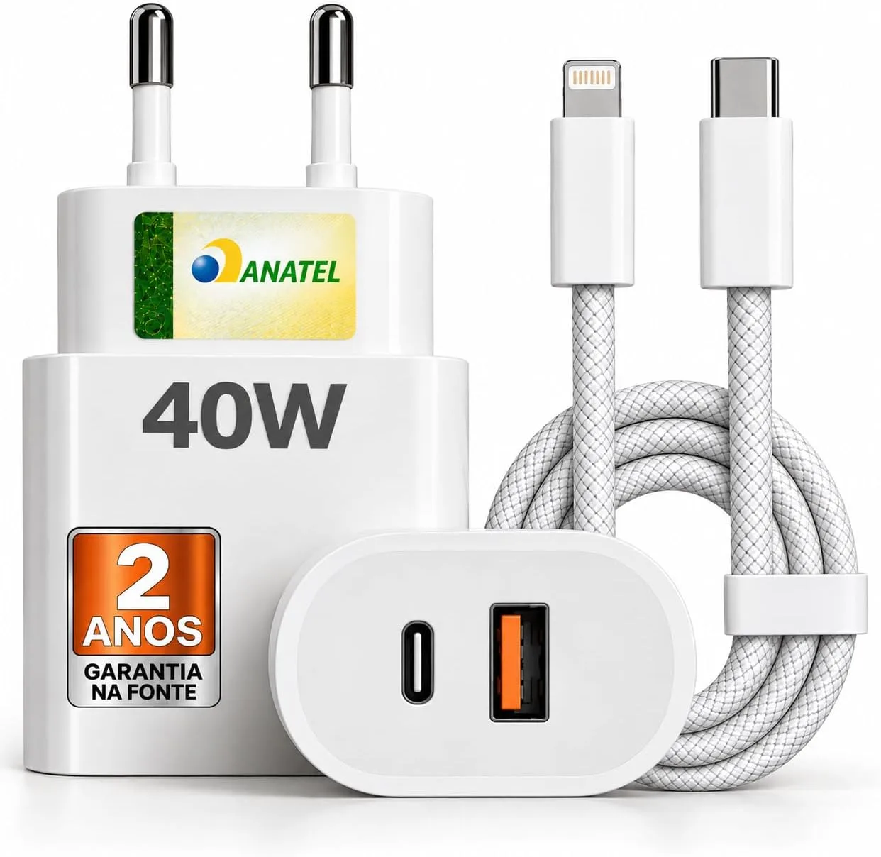 Carregador turbo de 40 W com USB-C