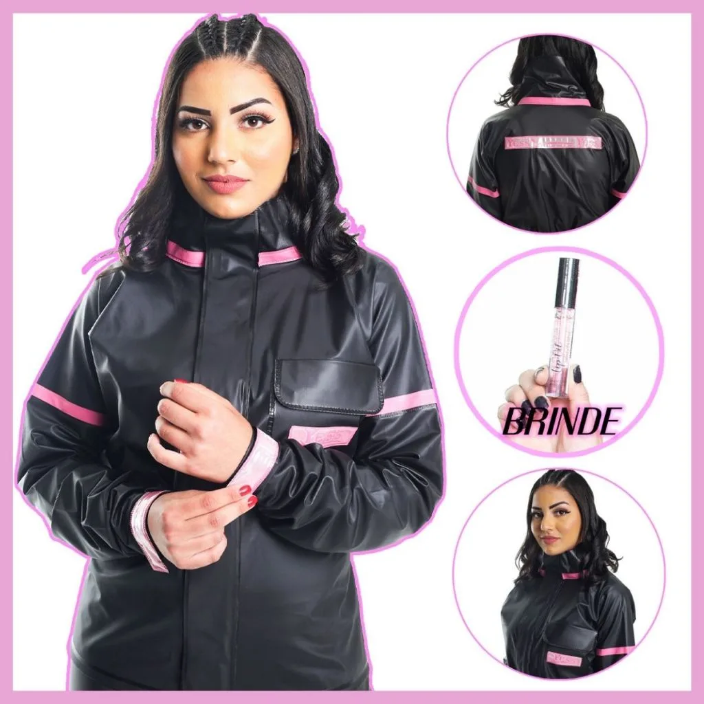 Capa impermeável feminina para moto rosa