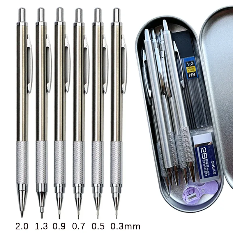 Conjunto de lápis mecânicos de metal para desenho