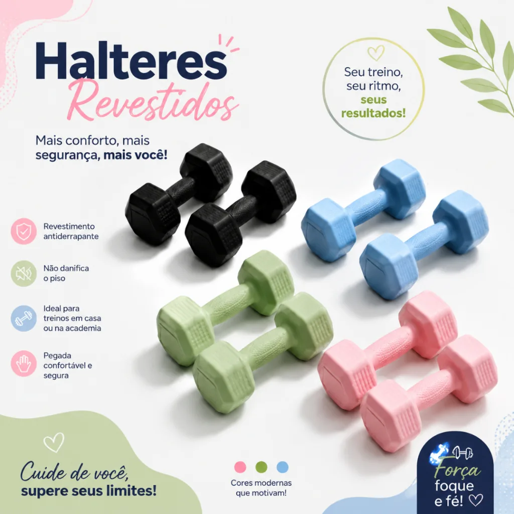 Halteres hexagonais emborrachados
