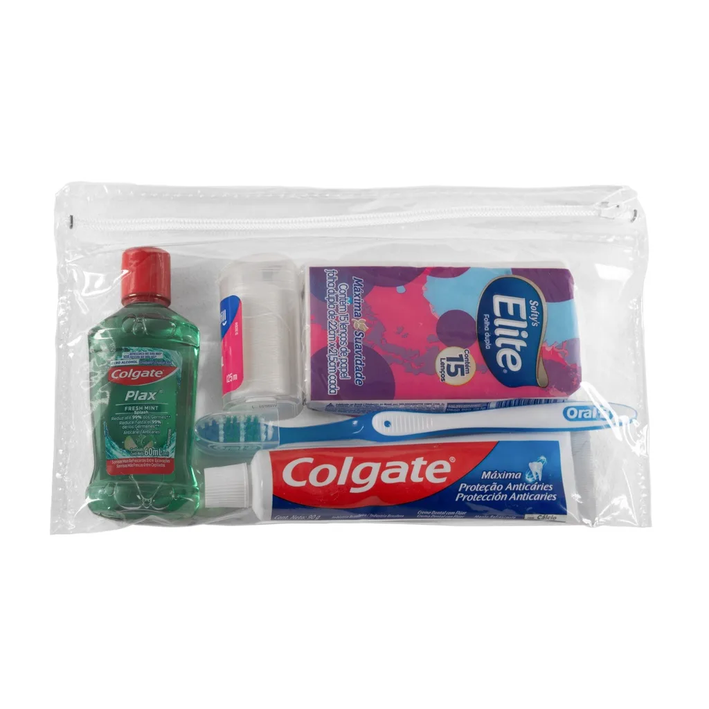 Kit com cinco nécessaires organizadoras para viagem