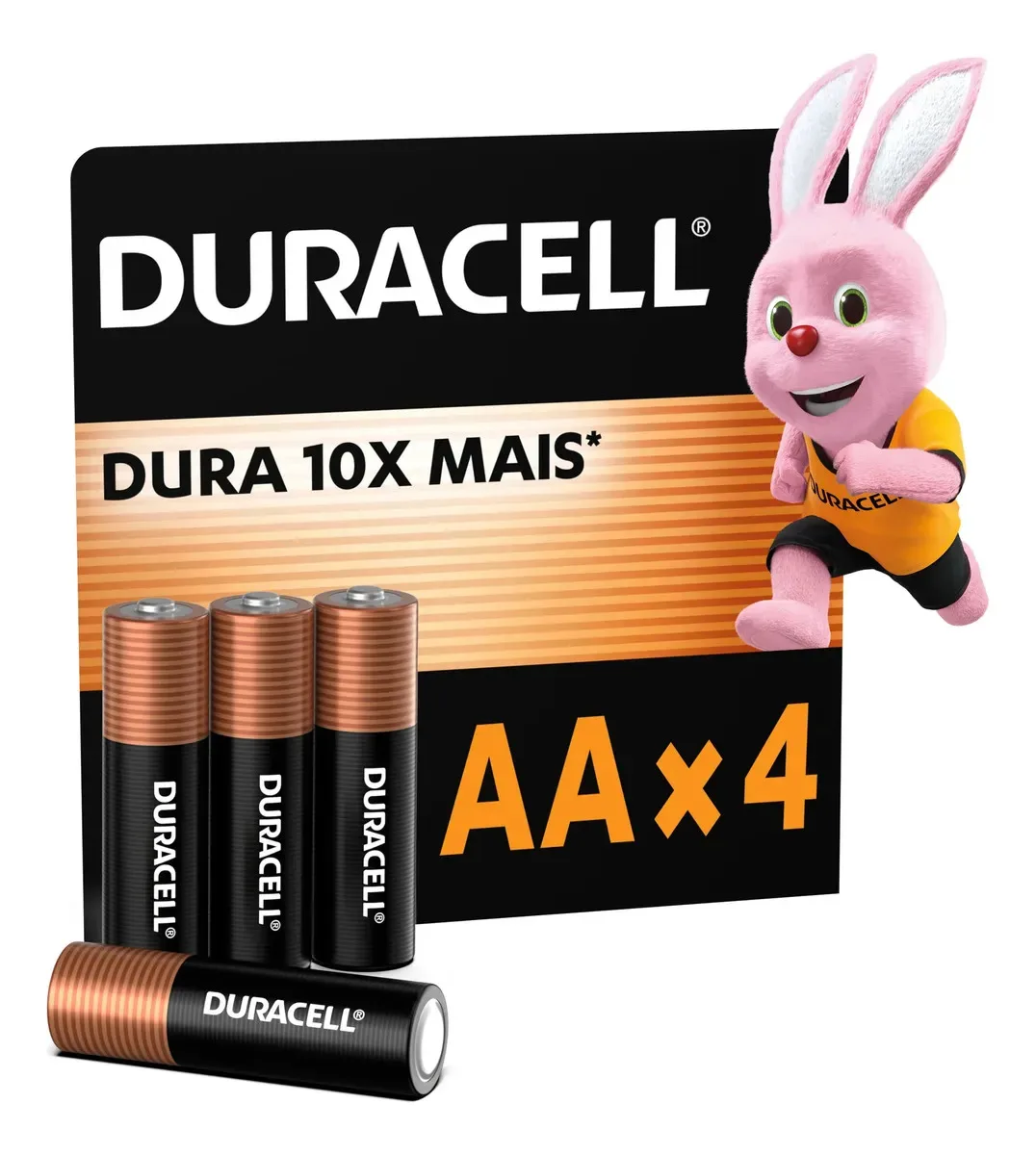Pilha alcalina AA Duracell com 4 unidades