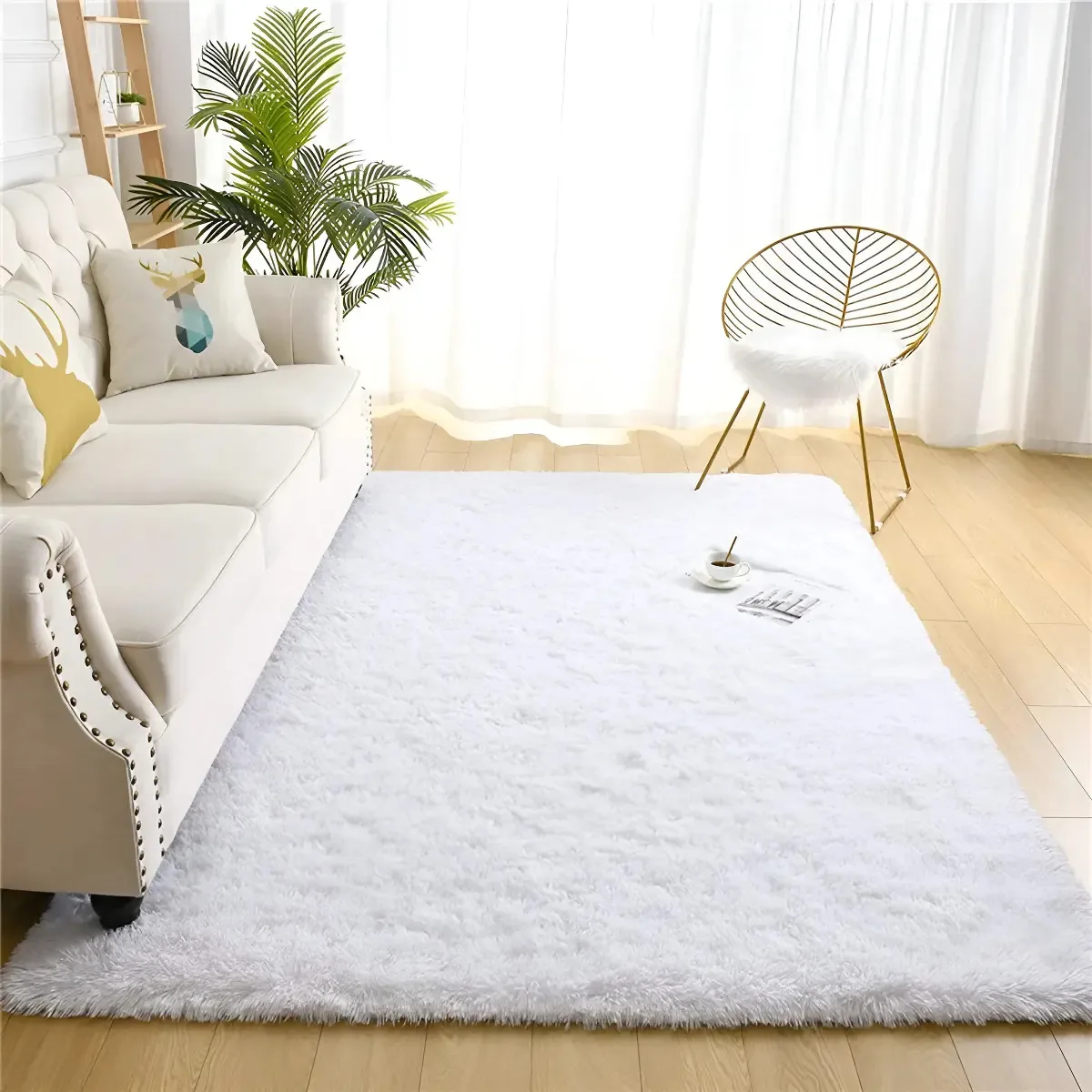 Tapete felpudo branco para sala ou quarto