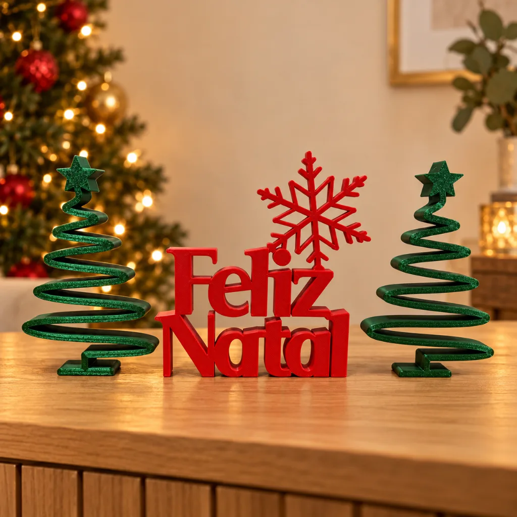 Kit decorativo natalino com 3 peças