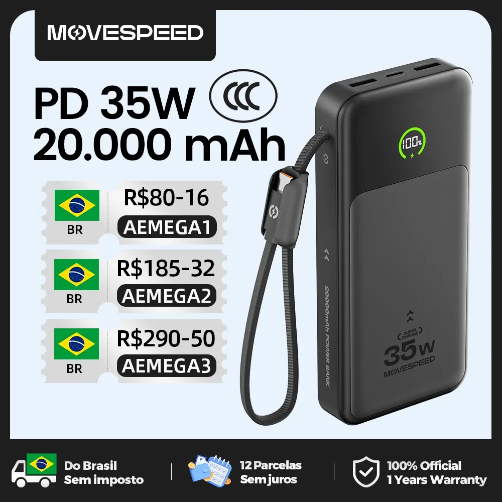 Bateria externa Movespeed P20 de 20000 mAh