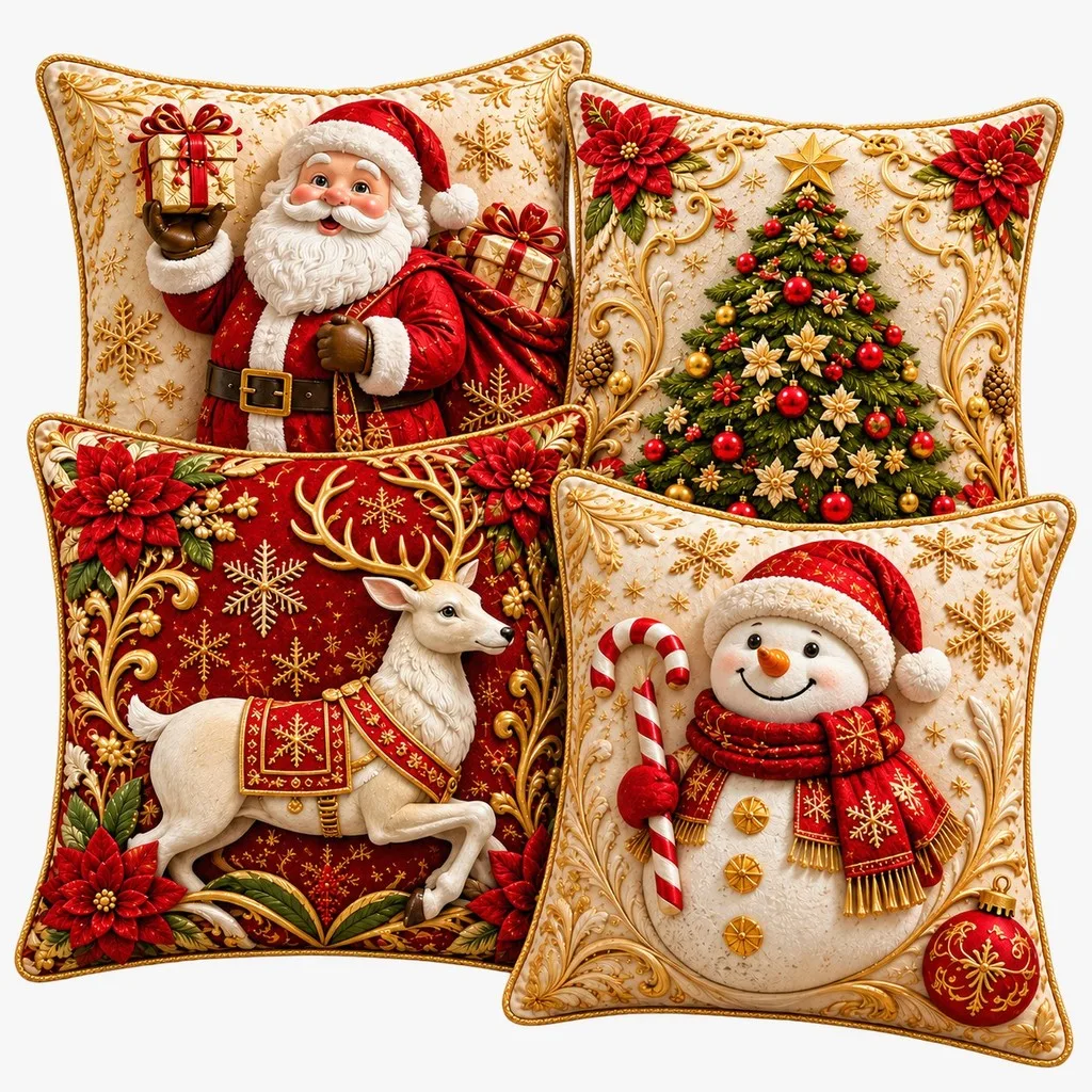 Capas de almofada decorativas com estampa natalina