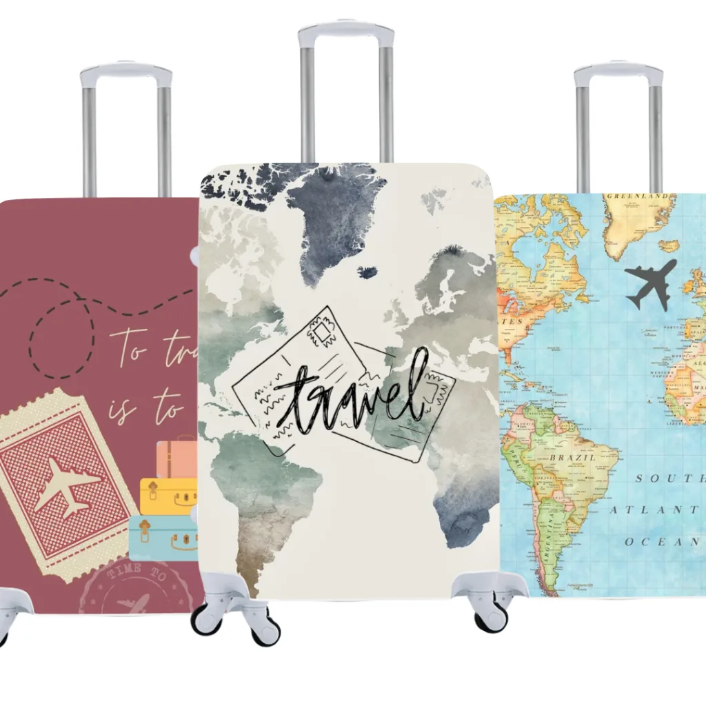 Capa de mala personalizada com mapas
