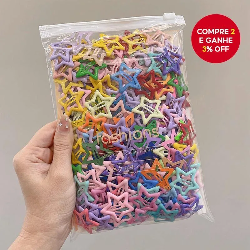 Presilhas de cabelo com estrelas coloridas