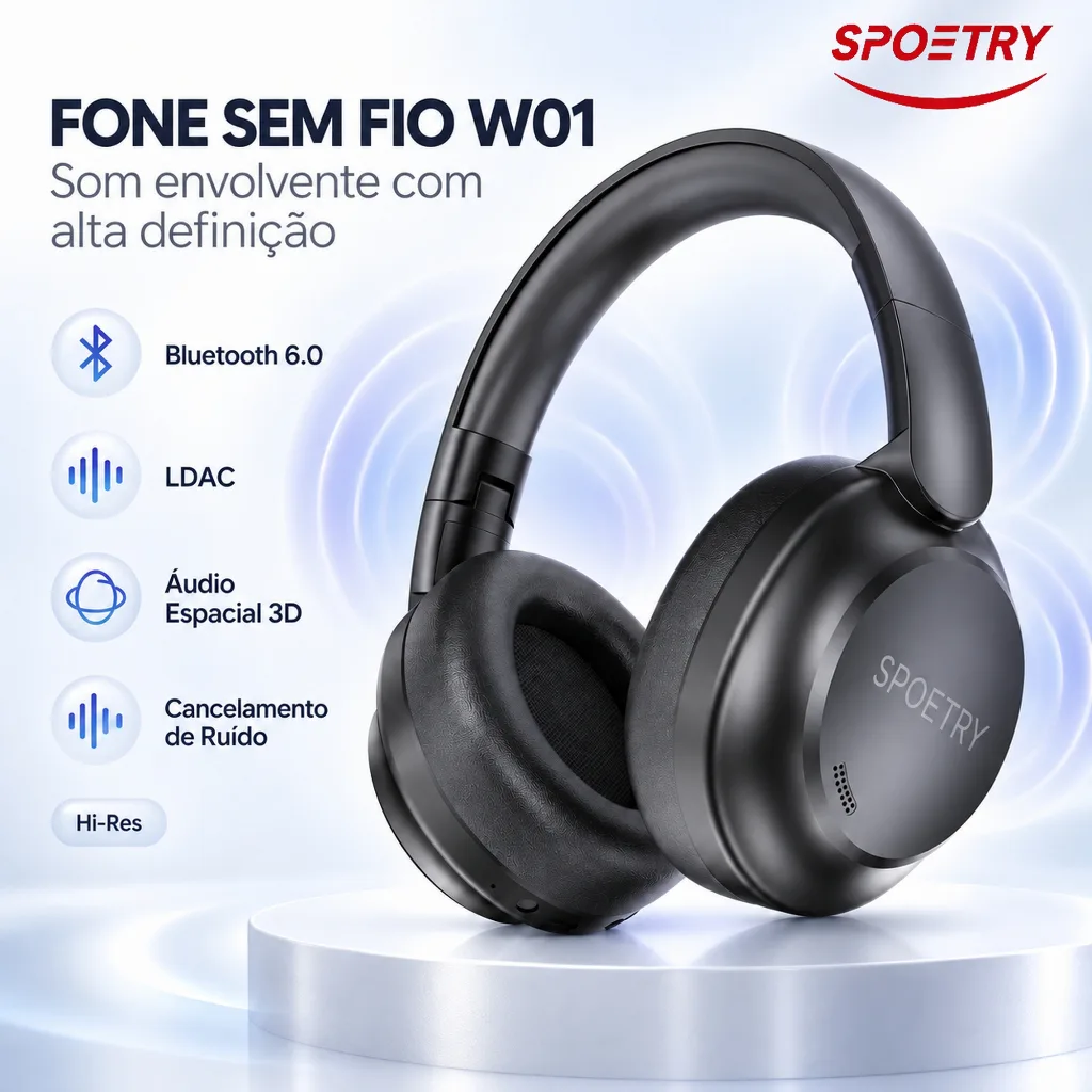 Fone sem fio Spoetry W01 com cancelamento de ruído