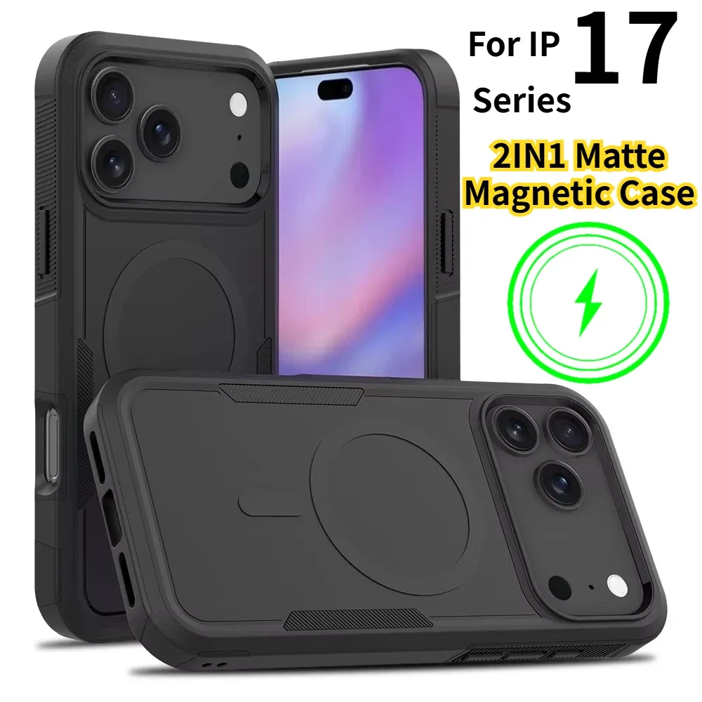 Capa magnética 2 em 1 para iPhone com acabamento fosco