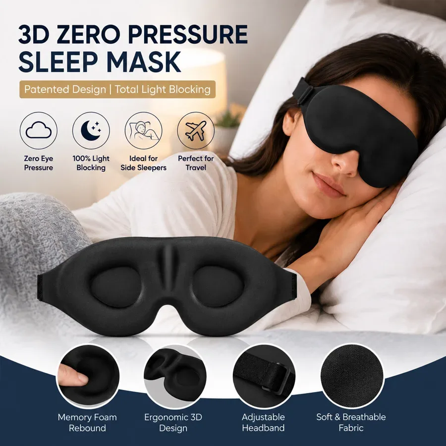 Máscara de dormir 3D com espuma de memória