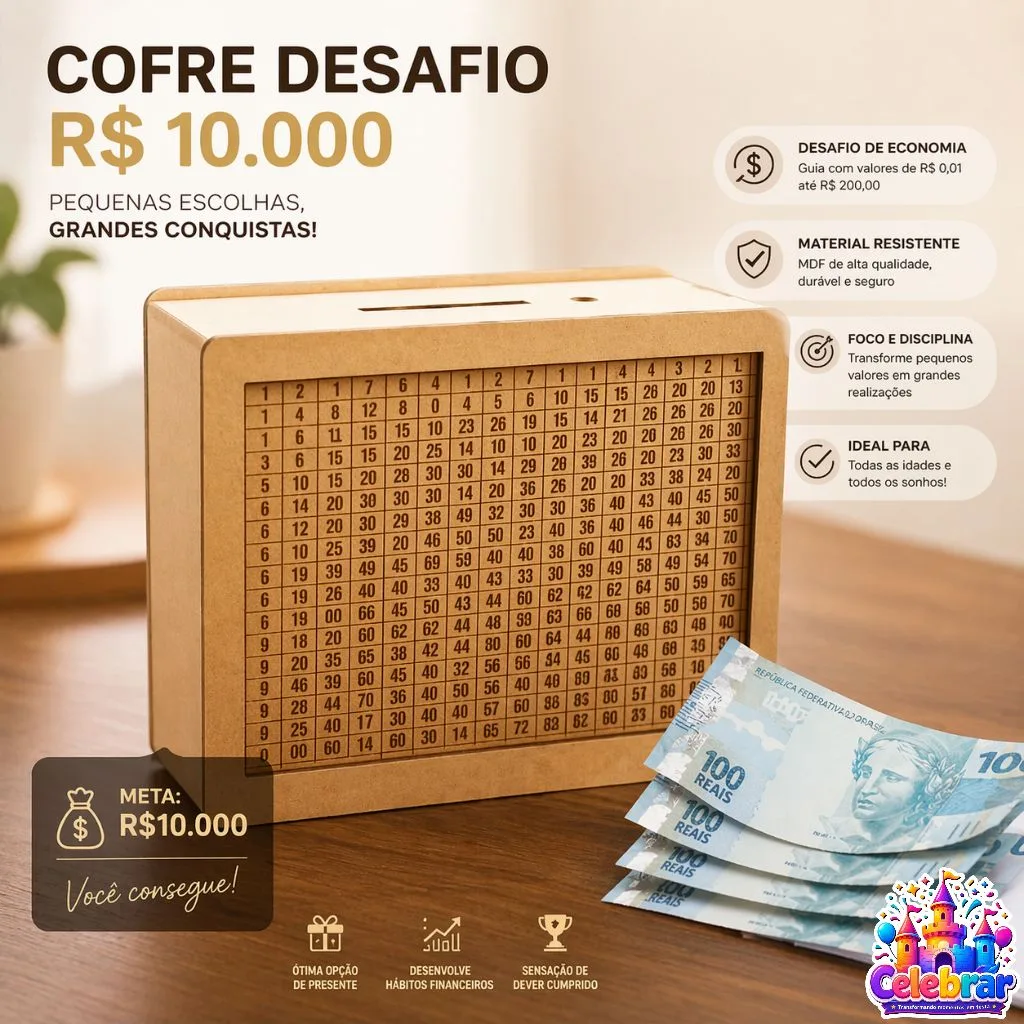 Cofre de madeira para guardar dinheiro
