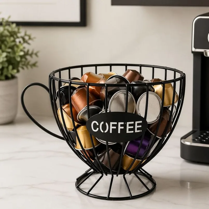 Porta cápsulas de café com suporte organizador