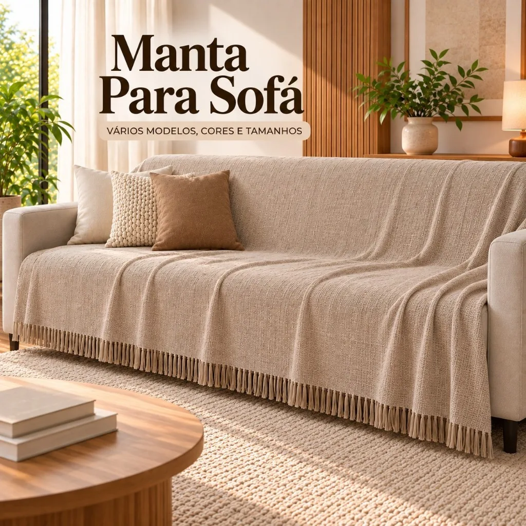 Manta decorativa para sofá super king de algodão