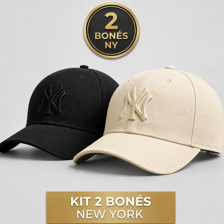 Kit com dois bonés New York de aba curva