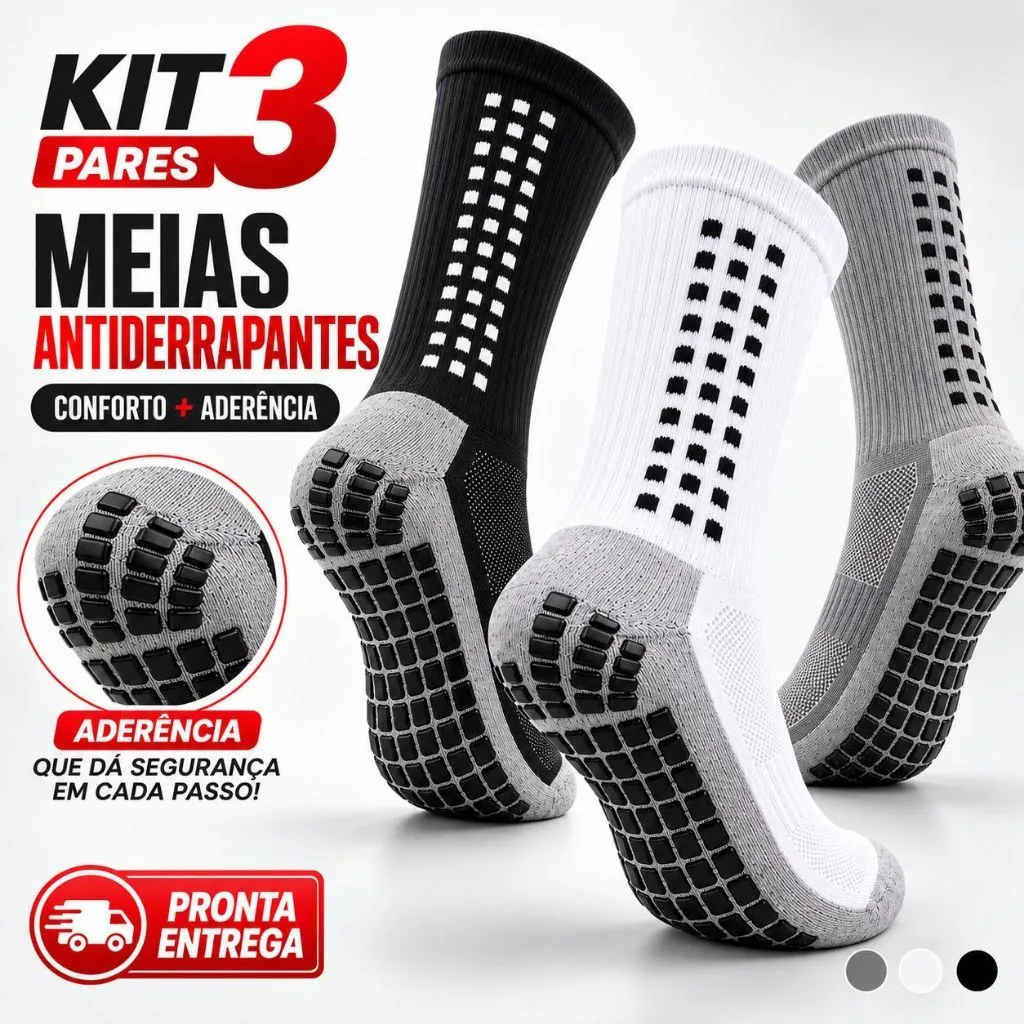 Meias esportivas antiderrapantes para futebol