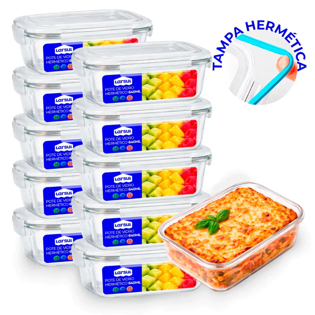 Kit de potes de vidro herméticos