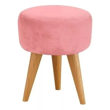 Puff redondo decorativo retrô em suede
