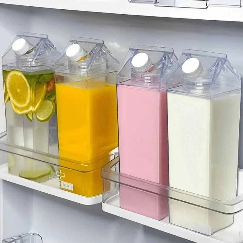 Garrafas 1000ml de Acrílico Transparente Caixa de Leite para Geladeira